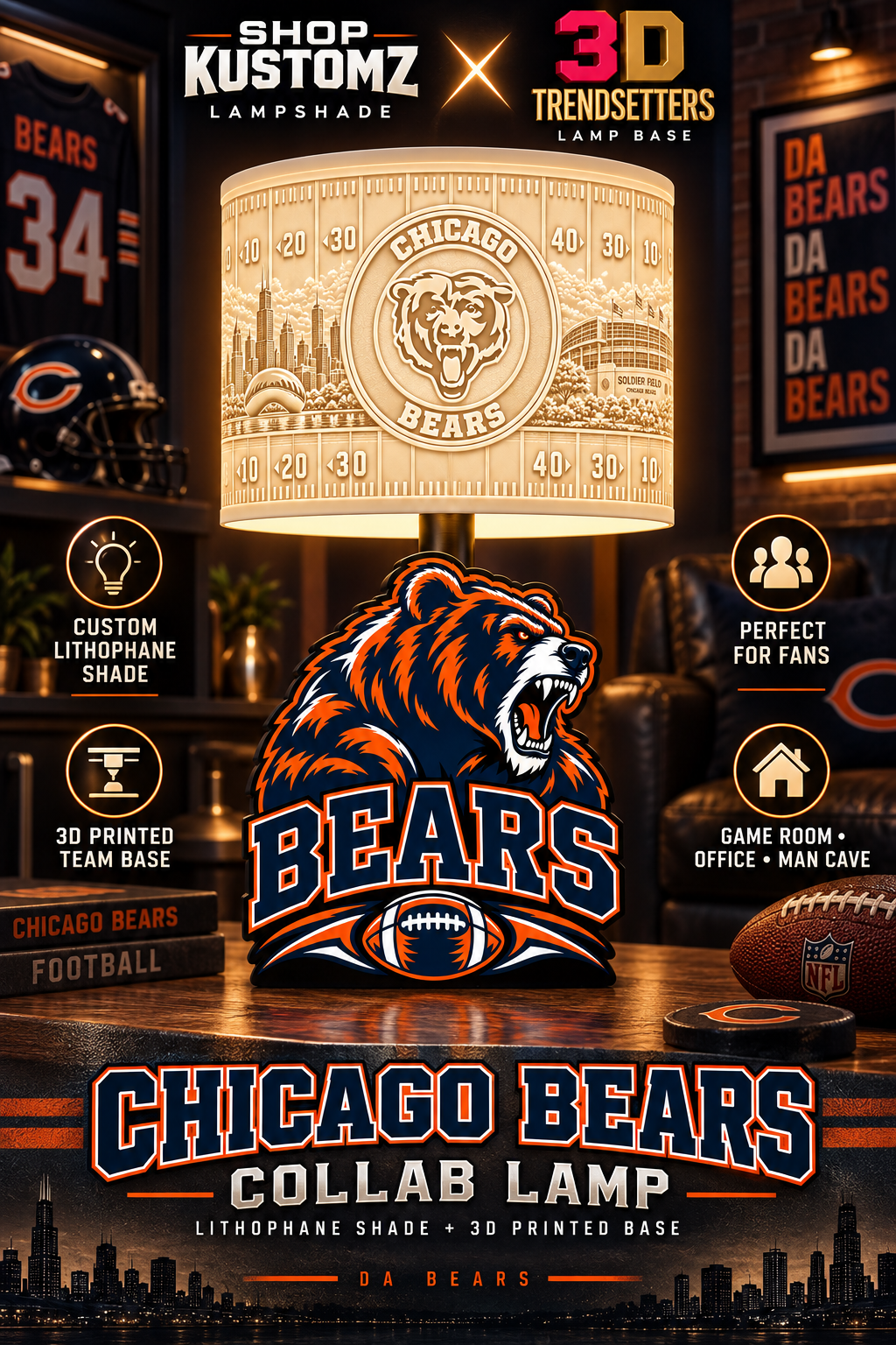 32-Team Football Lamp Shade Bundle| 32 3MF Files | Digital Download Sports Theme Inspired Lithophane Lampshade