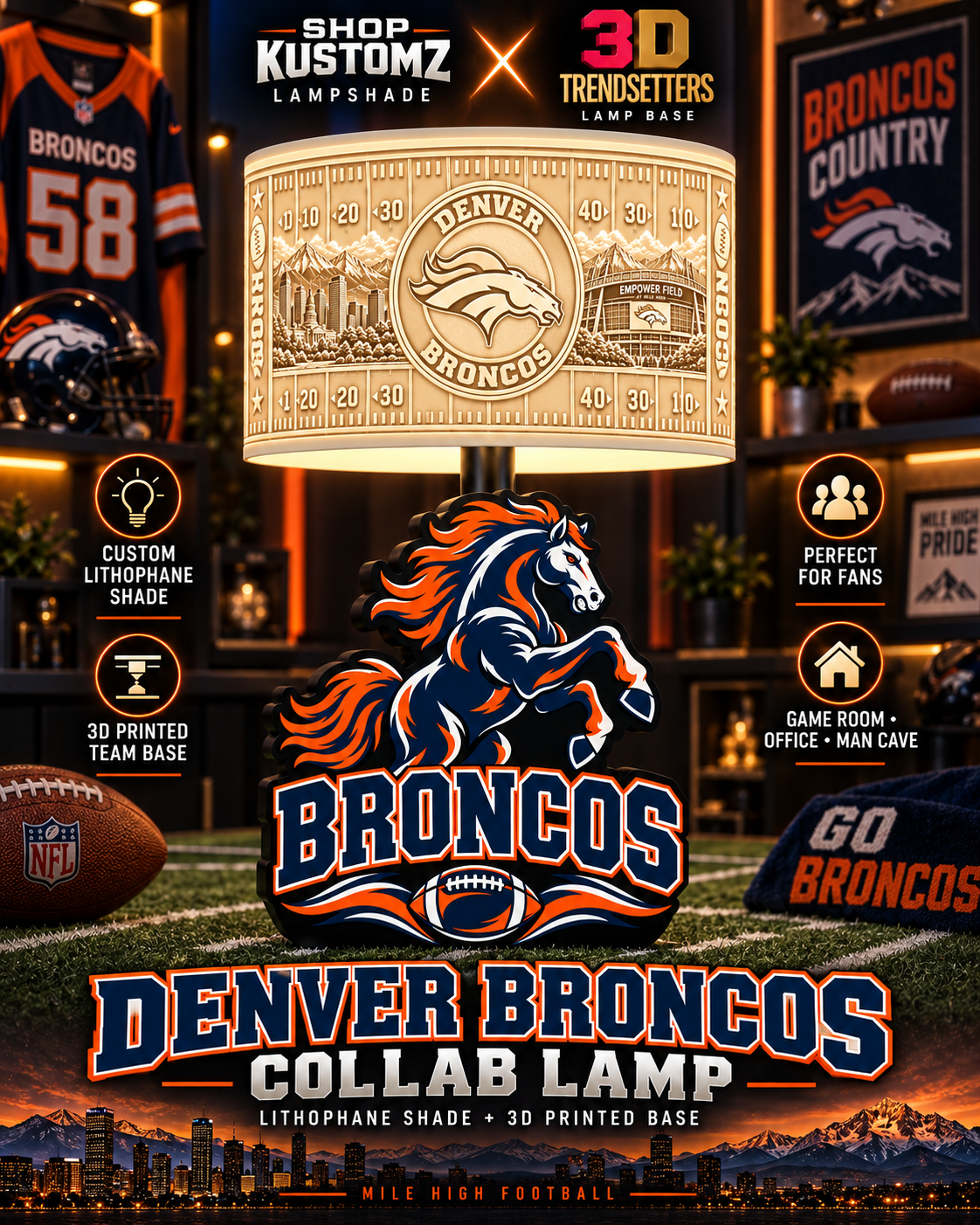 32-Team Football Lamp Shade Bundle| 32 3MF Files | Digital Download Sports Theme Inspired Lithophane Lampshade