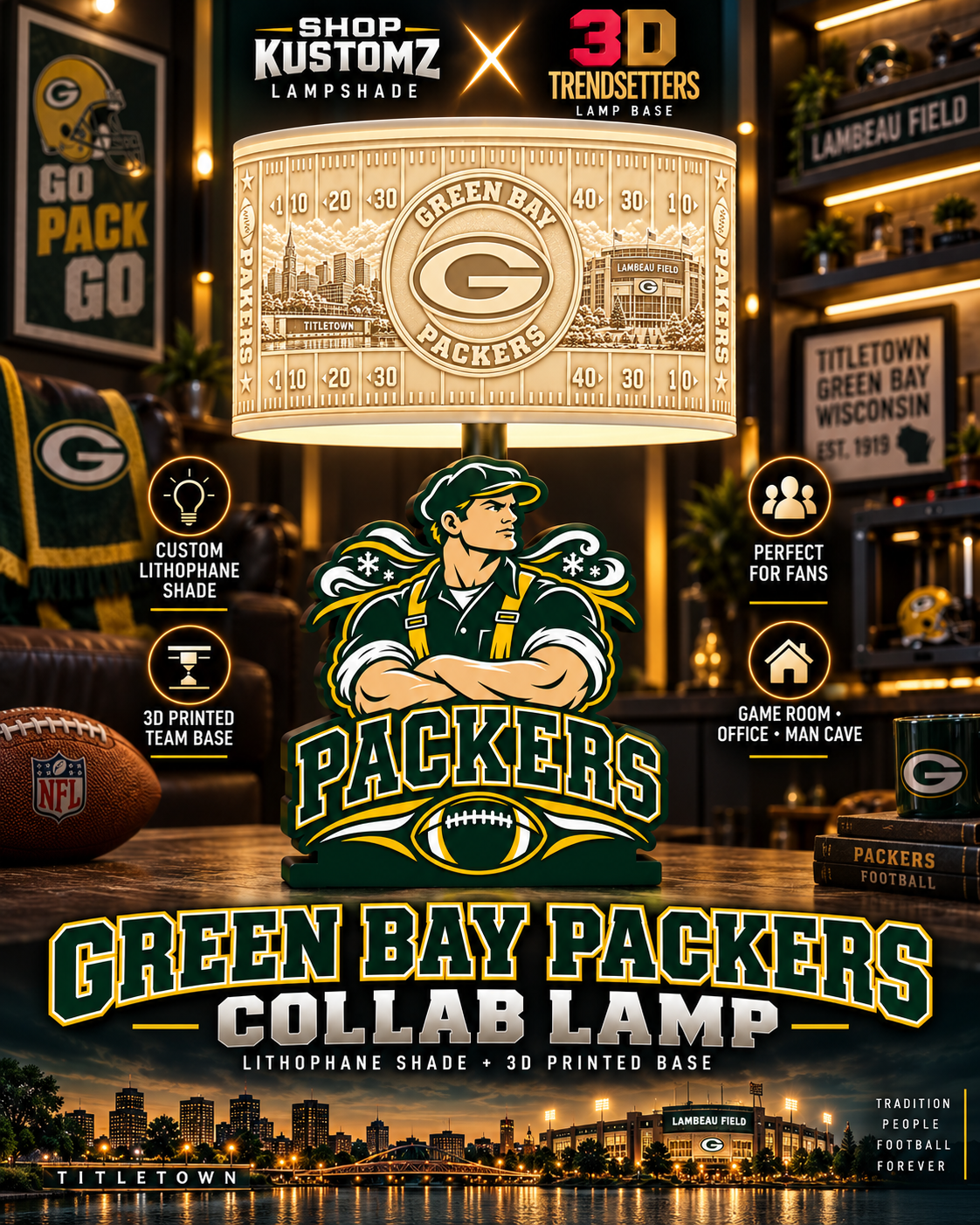 32-Team Football Lamp Shade Bundle| 32 3MF Files | Digital Download Sports Theme Inspired Lithophane Lampshade