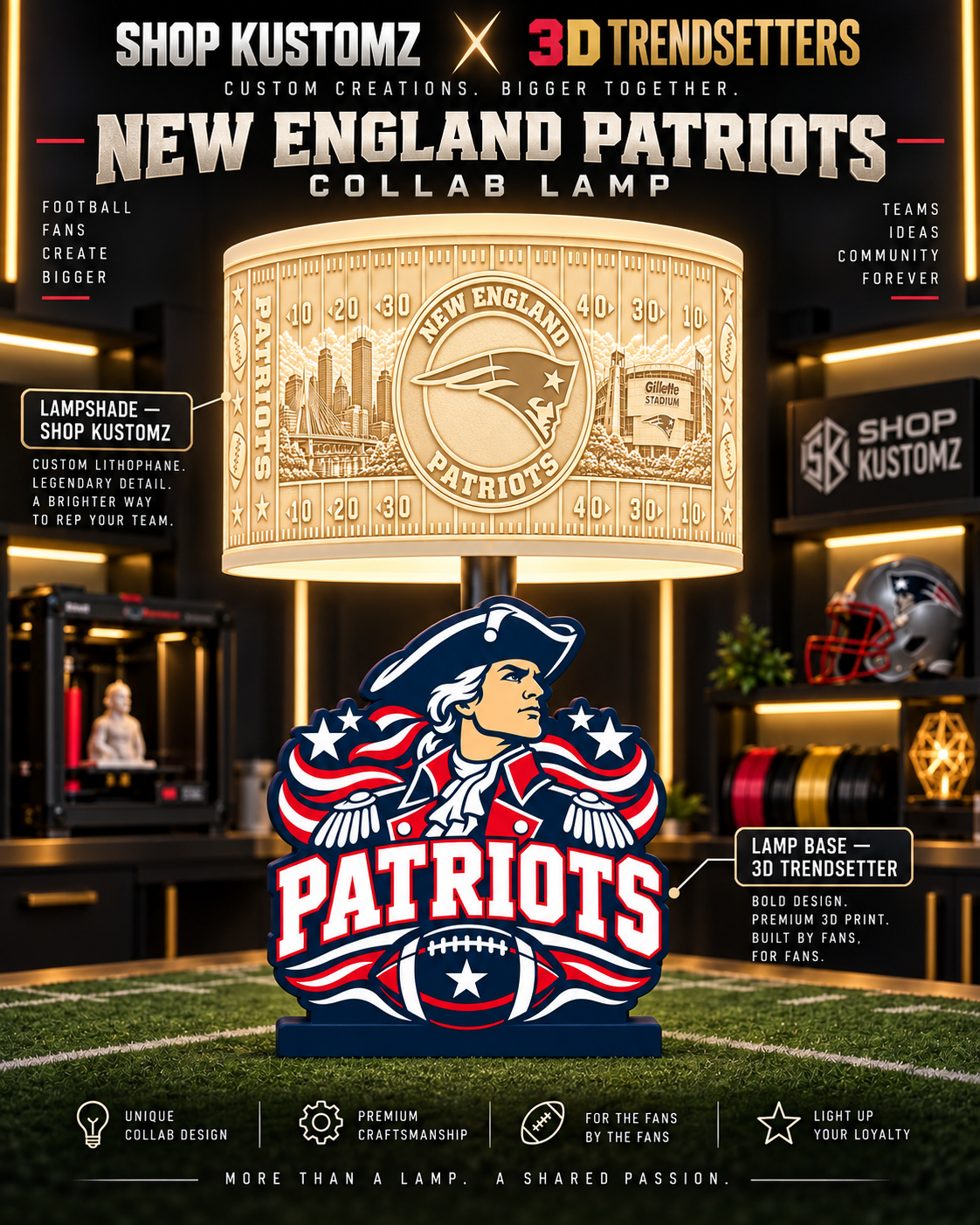 32-Team Football Lamp Shade Bundle| 32 3MF Files | Digital Download Sports Theme Inspired Lithophane Lampshade