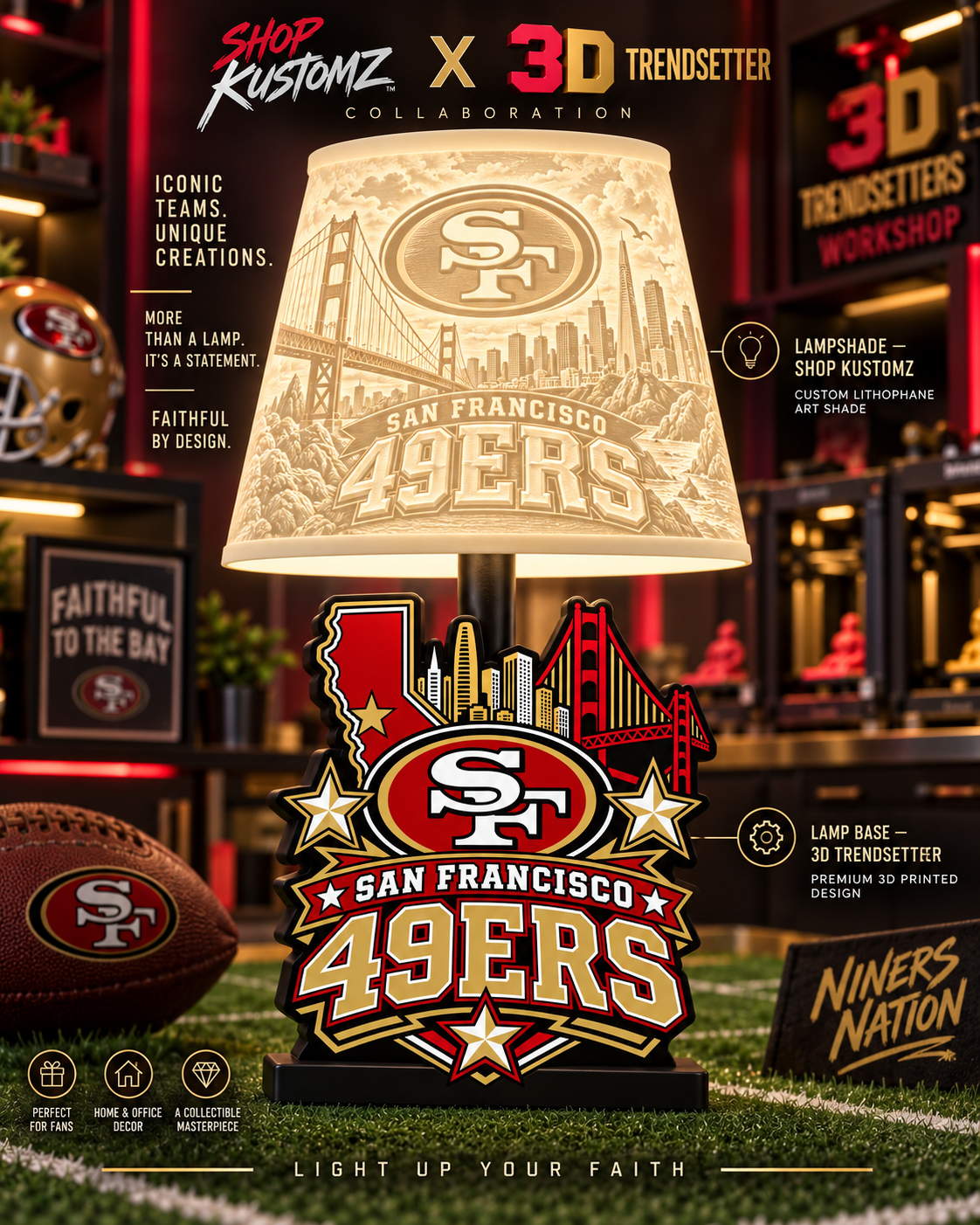 NFL City Collection LAMP SHADE ONLY | 3MF Digital Files | Full Bundle or Individual Teams