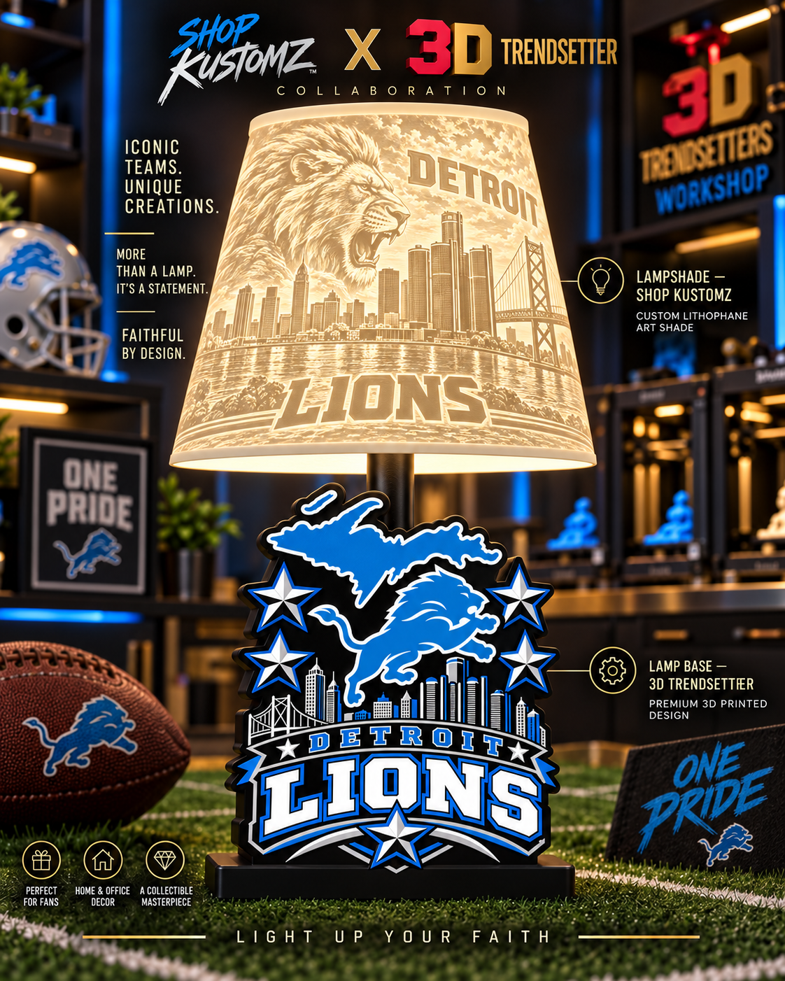 NFL City Collection LAMP SHADE ONLY | 3MF Digital Files | Full Bundle or Individual Teams