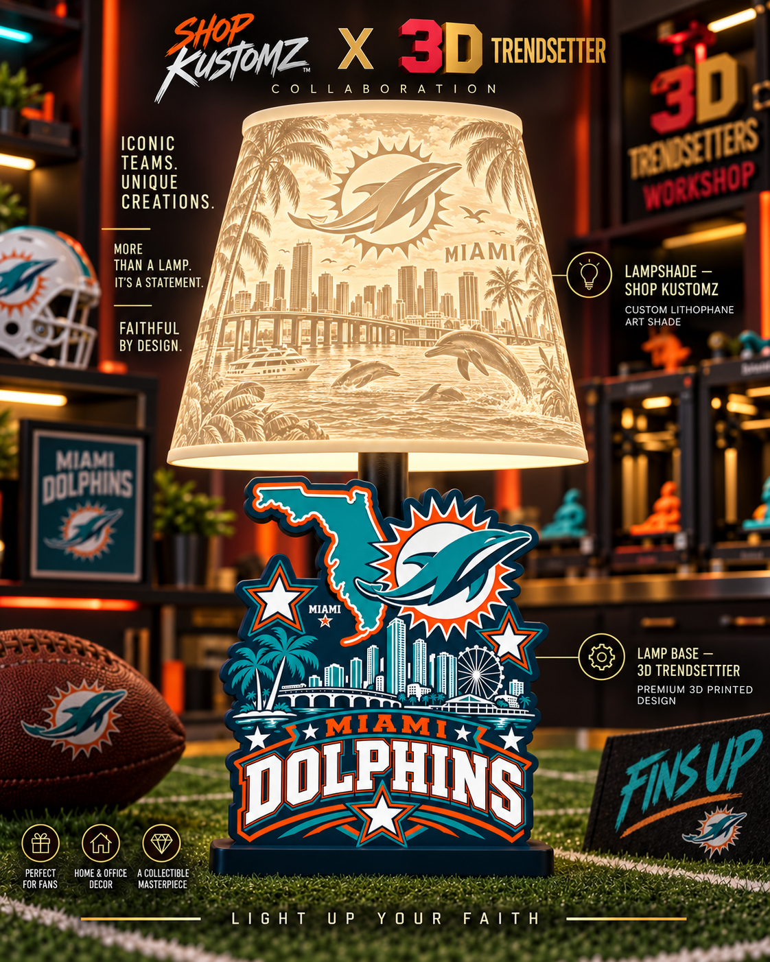 NFL City Collection LAMP SHADE ONLY | 3MF Digital Files | Full Bundle or Individual Teams