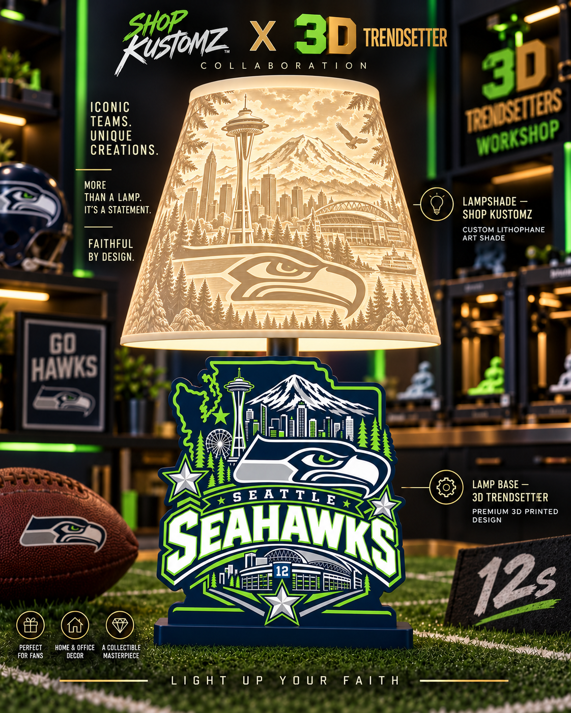 NFL City Collection LAMP SHADE ONLY | 3MF Digital Files | Full Bundle or Individual Teams