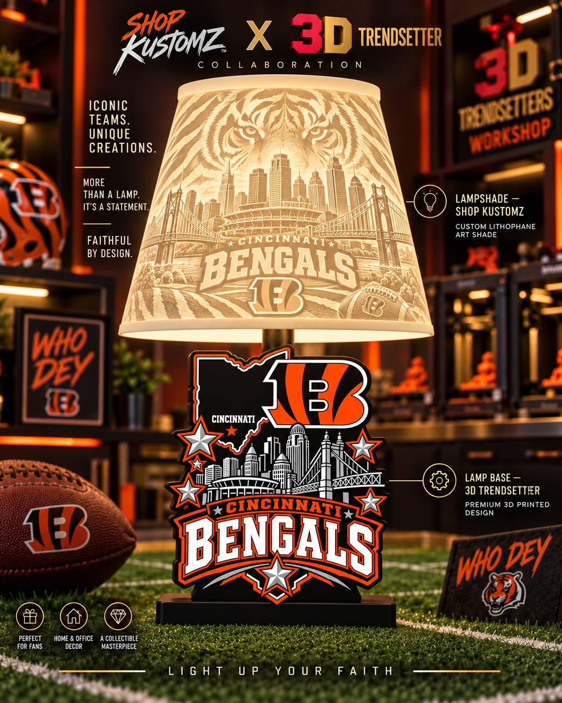 NFL City Collection LAMP SHADE ONLY | 3MF Digital Files | Full Bundle or Individual Teams