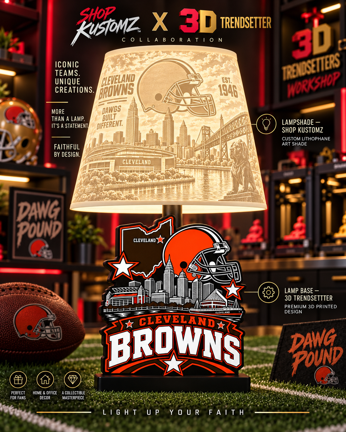 NFL City Collection LAMP SHADE ONLY | 3MF Digital Files | Full Bundle or Individual Teams