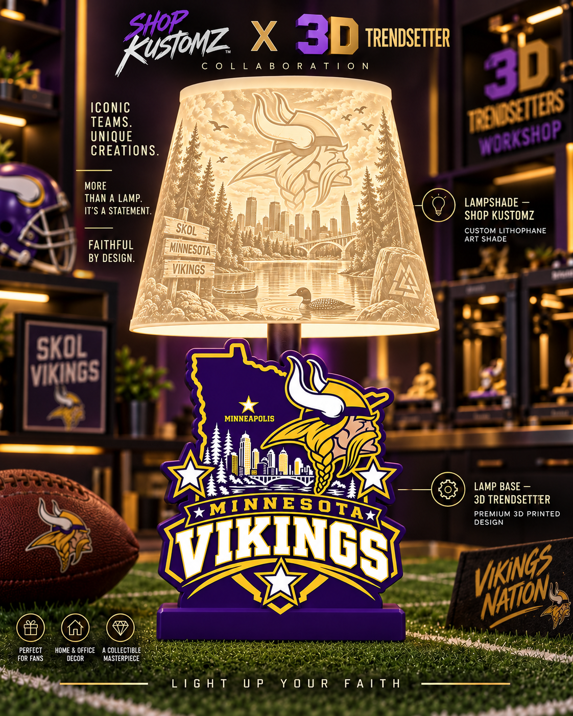 NFL City Collection LAMP SHADE ONLY | 3MF Digital Files | Full Bundle or Individual Teams
