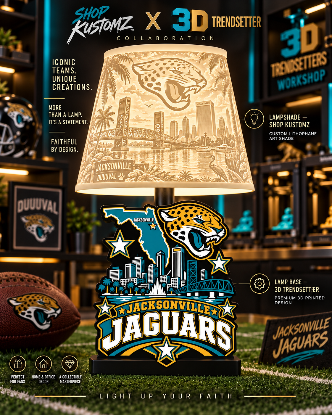 NFL City Collection LAMP SHADE ONLY | 3MF Digital Files | Full Bundle or Individual Teams