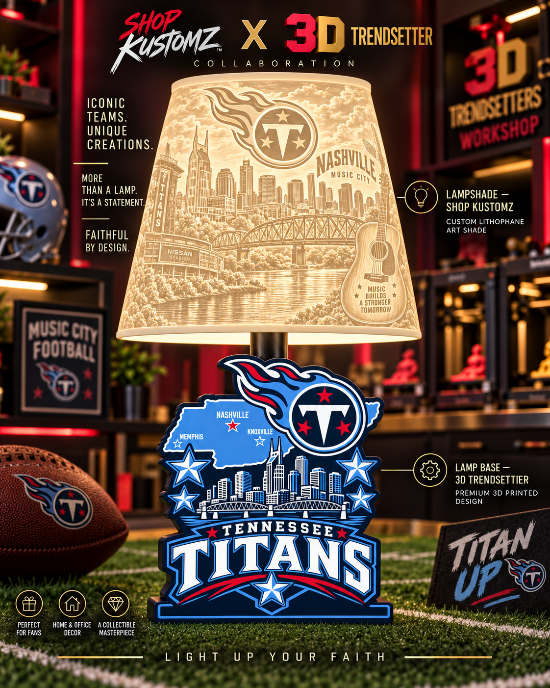 NFL City Collection LAMP SHADE ONLY | 3MF Digital Files | Full Bundle or Individual Teams