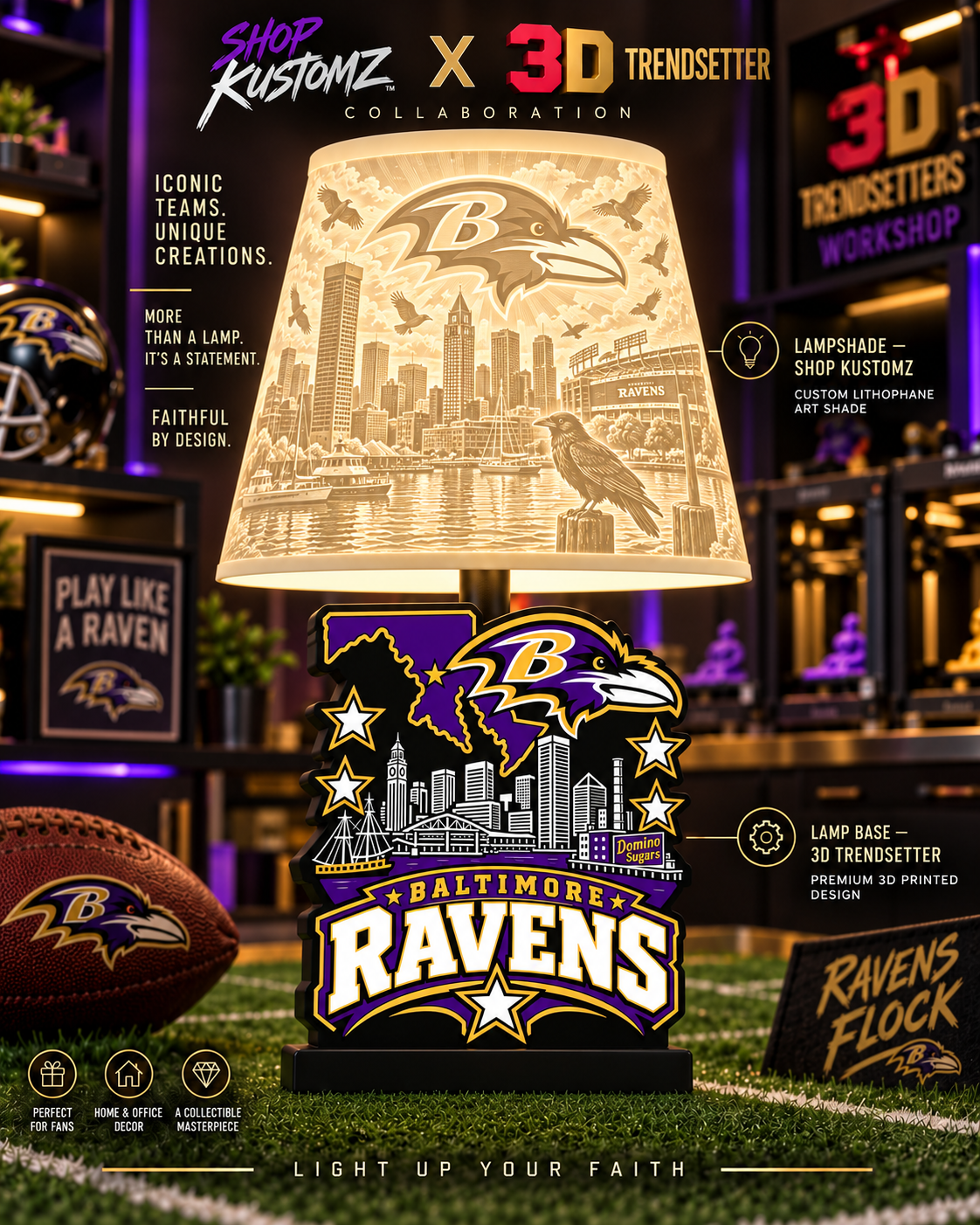 NFL City Collection LAMP SHADE ONLY | 3MF Digital Files | Full Bundle or Individual Teams