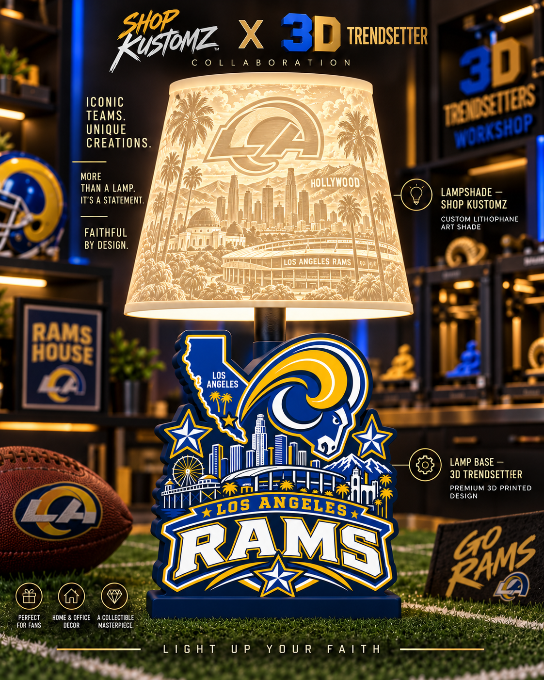 NFL City Collection LAMP SHADE ONLY | 3MF Digital Files | Full Bundle or Individual Teams