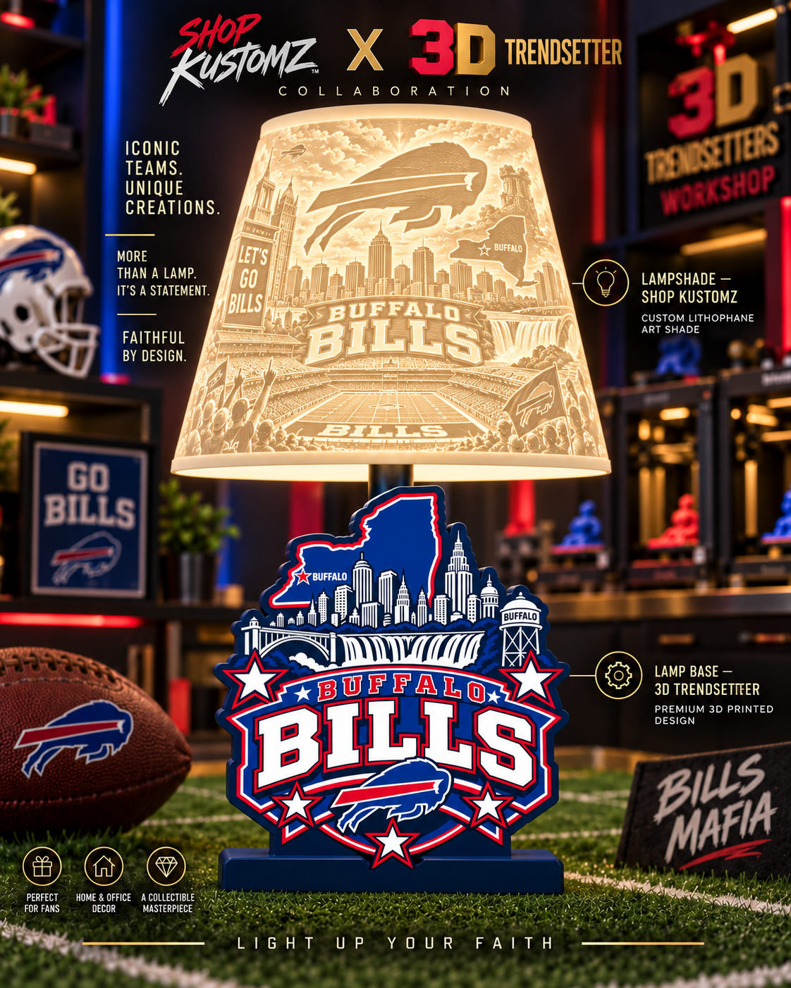 NFL City Collection LAMP SHADE ONLY | 3MF Digital Files | Full Bundle or Individual Teams