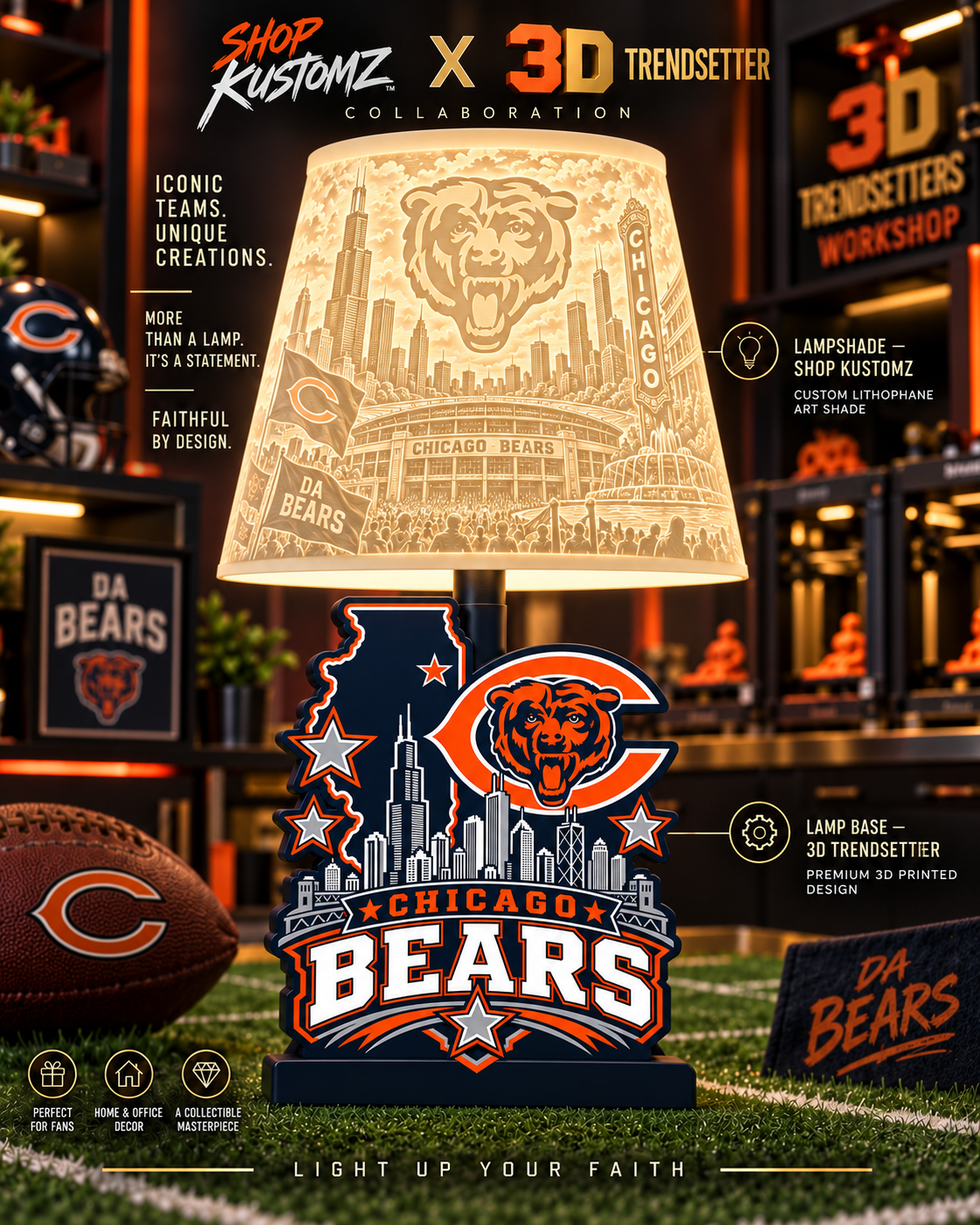 NFL City Collection LAMP SHADE ONLY | 3MF Digital Files | Full Bundle or Individual Teams