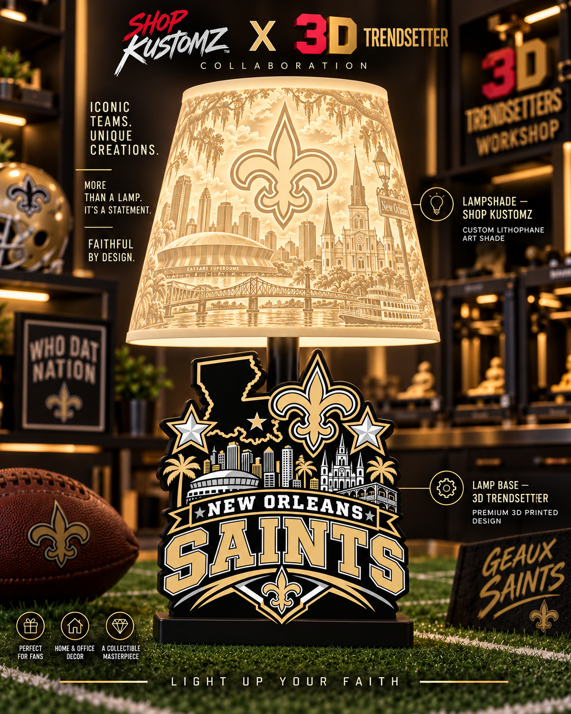 NFL City Collection LAMP SHADE ONLY | 3MF Digital Files | Full Bundle or Individual Teams