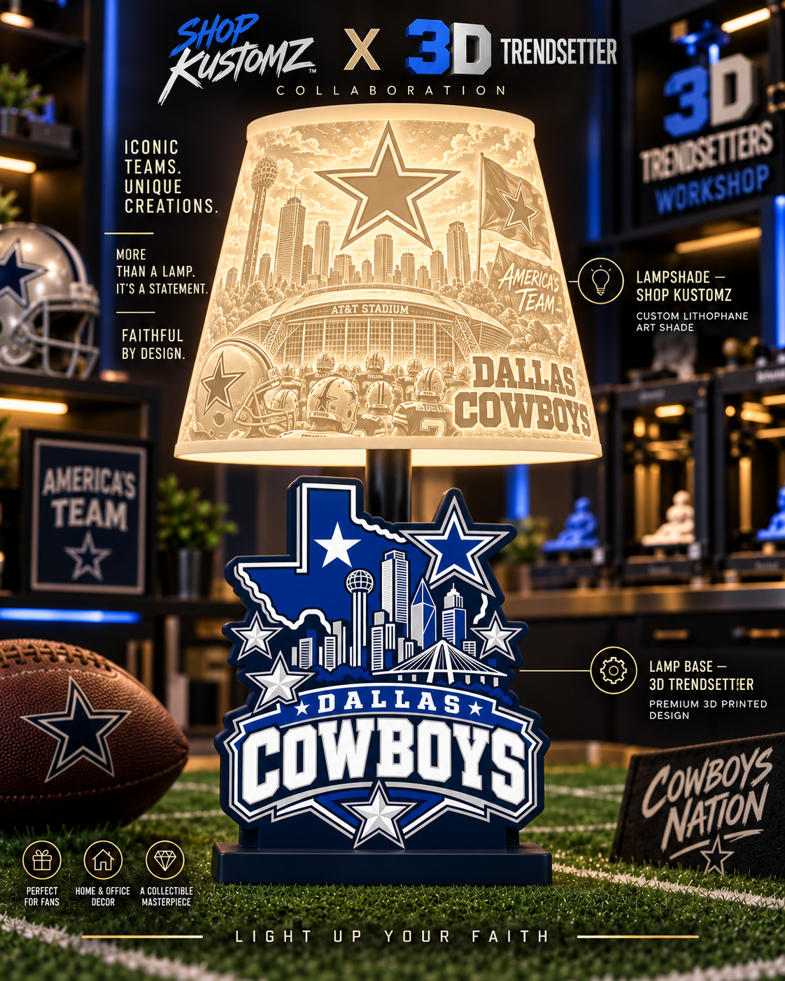 NFL City Collection LAMP SHADE ONLY | 3MF Digital Files | Full Bundle or Individual Teams