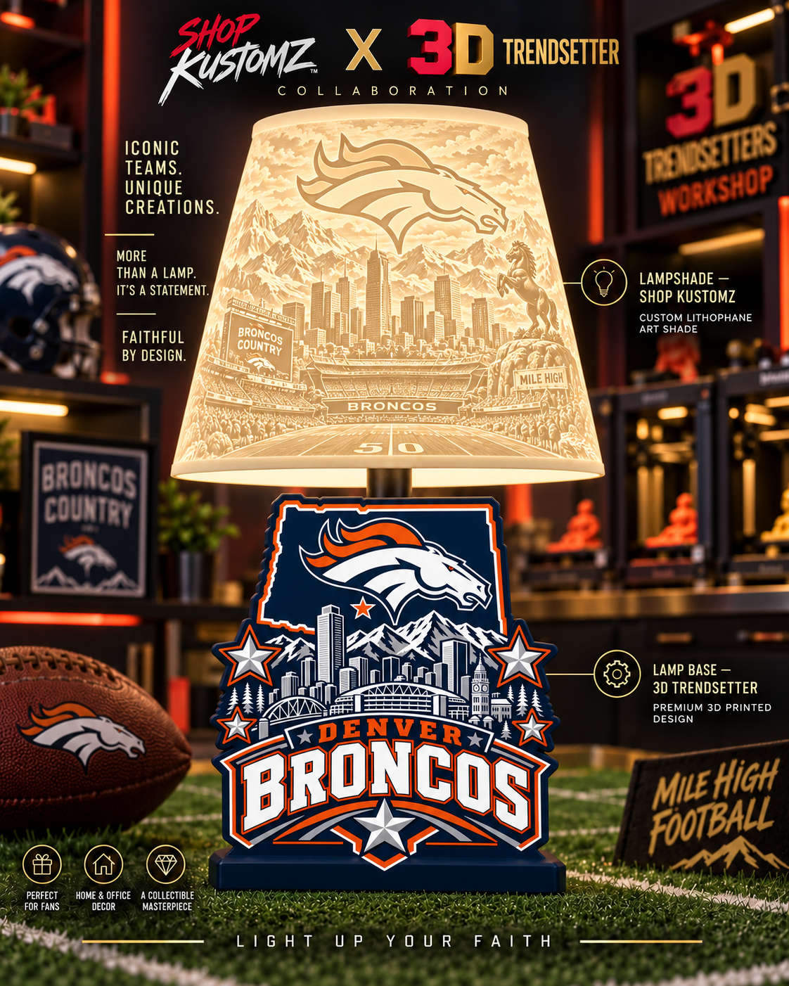 NFL City Collection LAMP SHADE ONLY | 3MF Digital Files | Full Bundle or Individual Teams