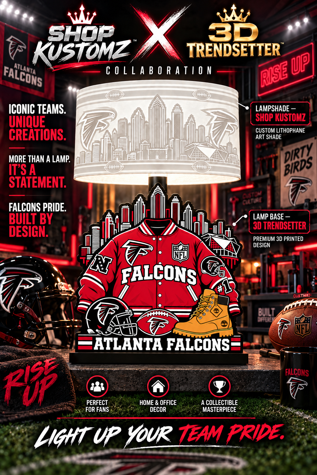 Varsity NFL LAMP SHADE ONLY | 3MF Digital Files | Full Bundle or Individual Teams