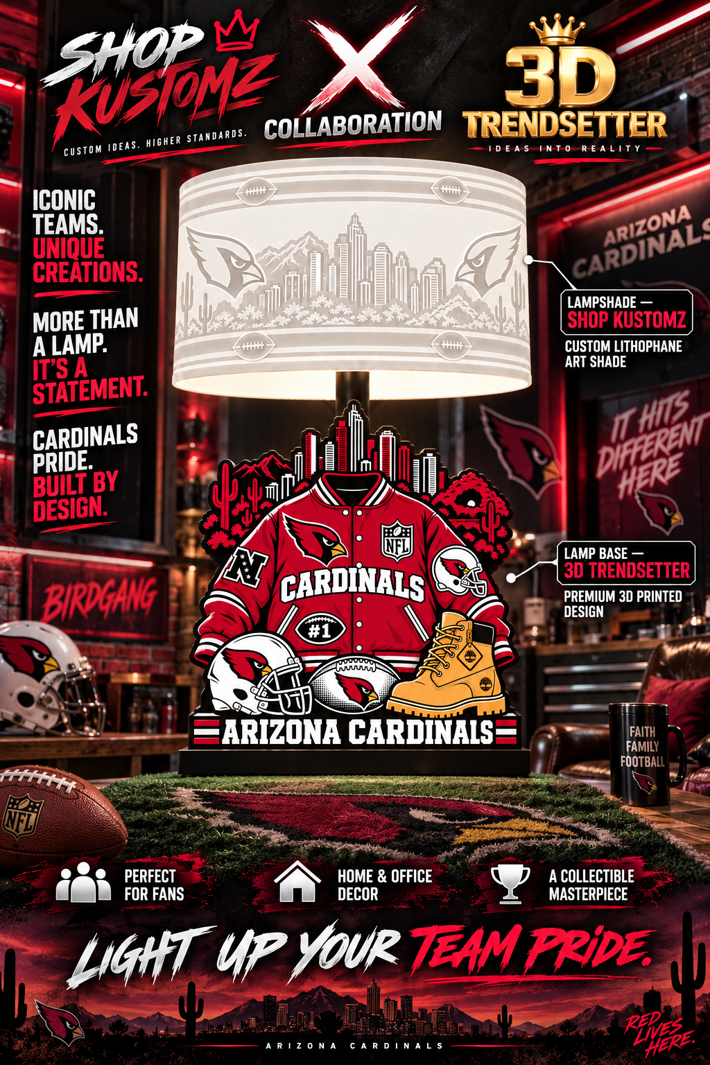 Varsity NFL LAMP SHADE ONLY | 3MF Digital Files | Full Bundle or Individual Teams