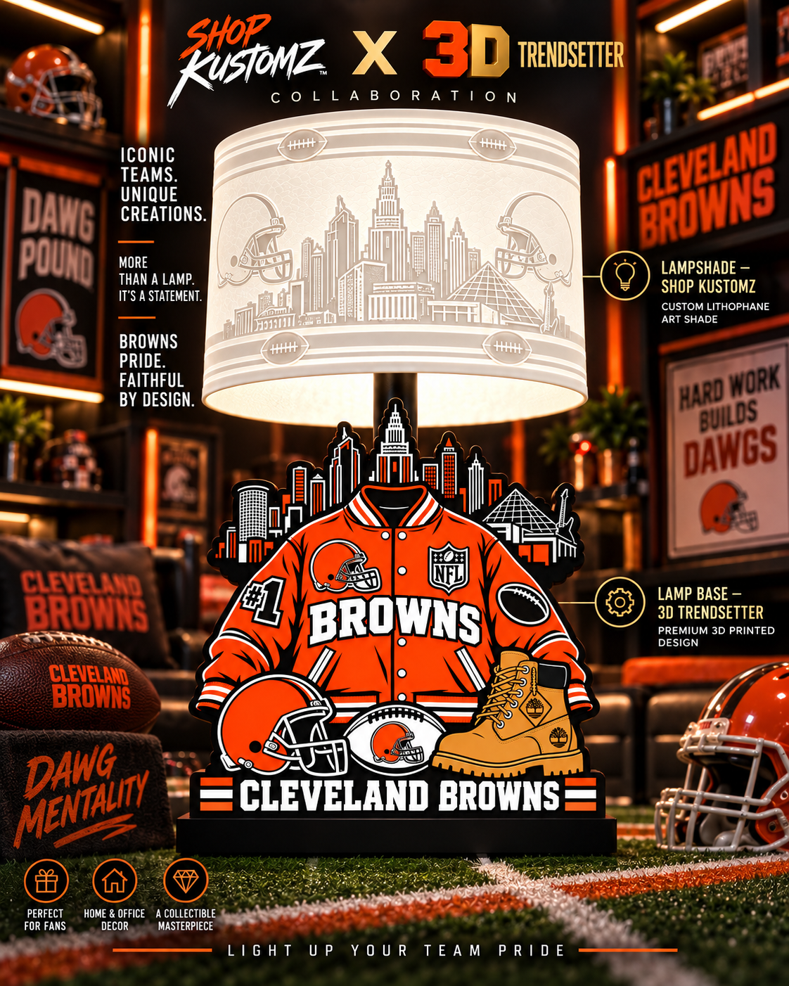 Varsity NFL LAMP SHADE ONLY | 3MF Digital Files | Full Bundle or Individual Teams