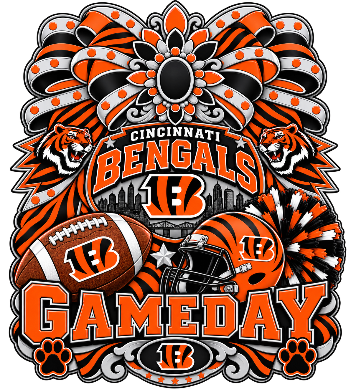 BENGALS Female Sports Theme Inspired Lithophane Lampshade