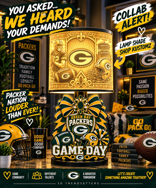 Green Bay Packers Female Sports Theme Inspired Lithophane Lampshade