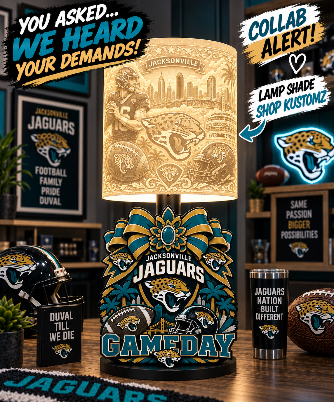 JAGUARS Female Sports Theme Inspired Lithophane Lampshade