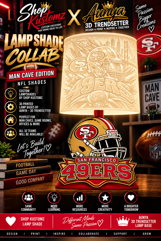 49ers MALE Sports Theme Inspired Lithophane Lampshade