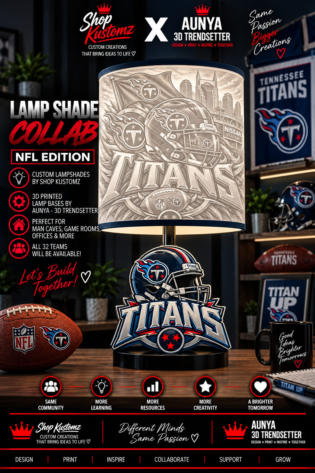 TITANS MALE Sports Theme Inspired Lithophane Lampshade