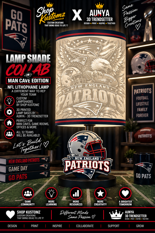 Patriots MALE Sports Theme Inspired Lithophane Lampshade