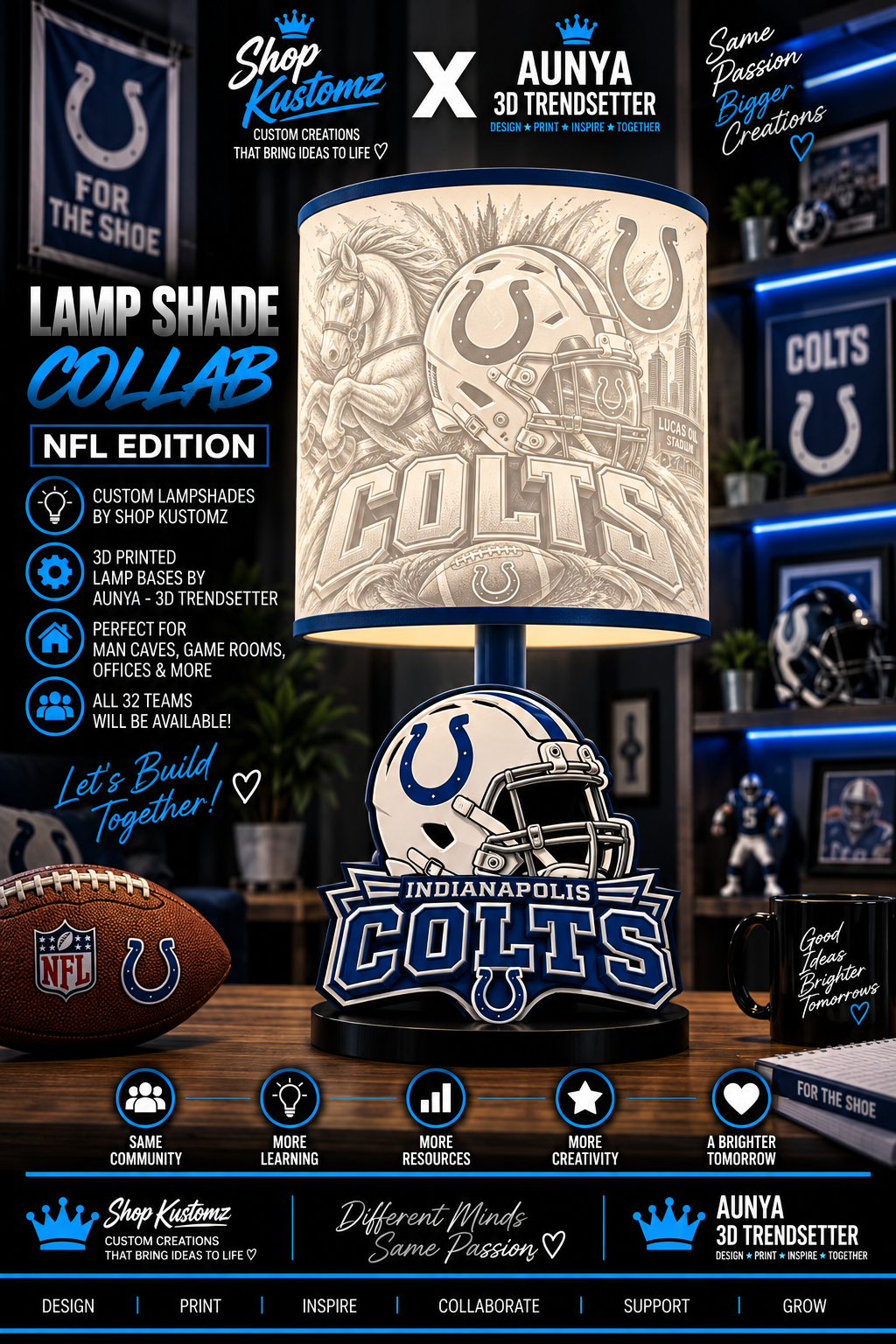 COLTS MALE Sports Theme Inspired Lithophane Lampshade