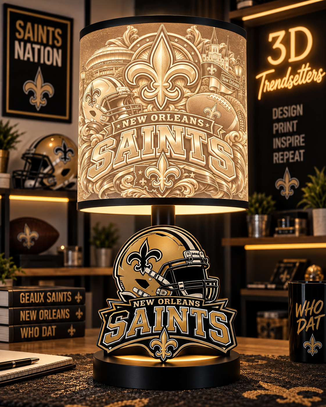 SAINTS MALE Sports Theme Inspired Lithophane Lampshade