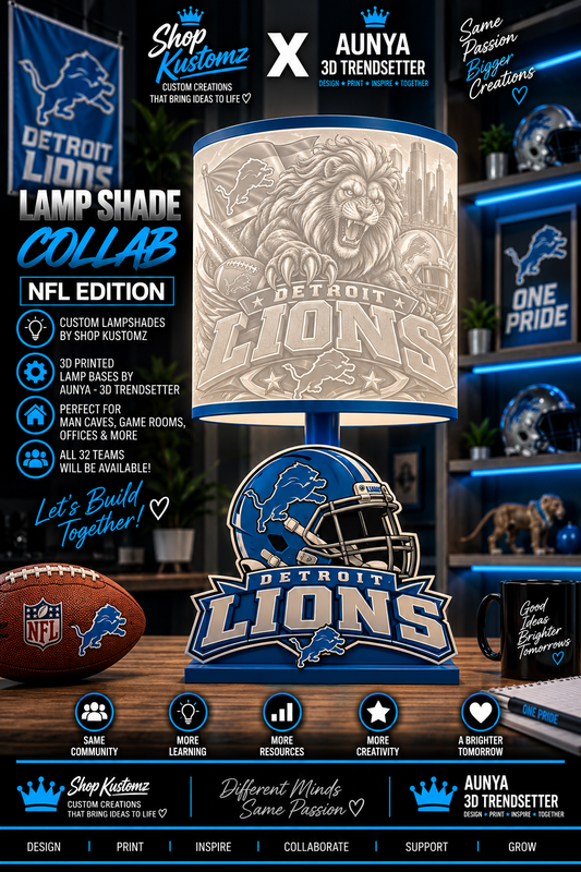 LIONS MALE Sports Theme Inspired Lithophane Lampshade
