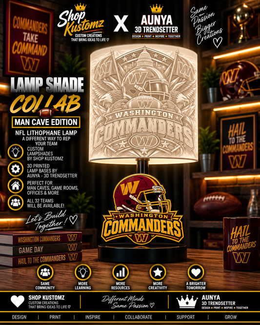 COMMANDERS MALE Sports Theme Inspired Lithophane Lampshade