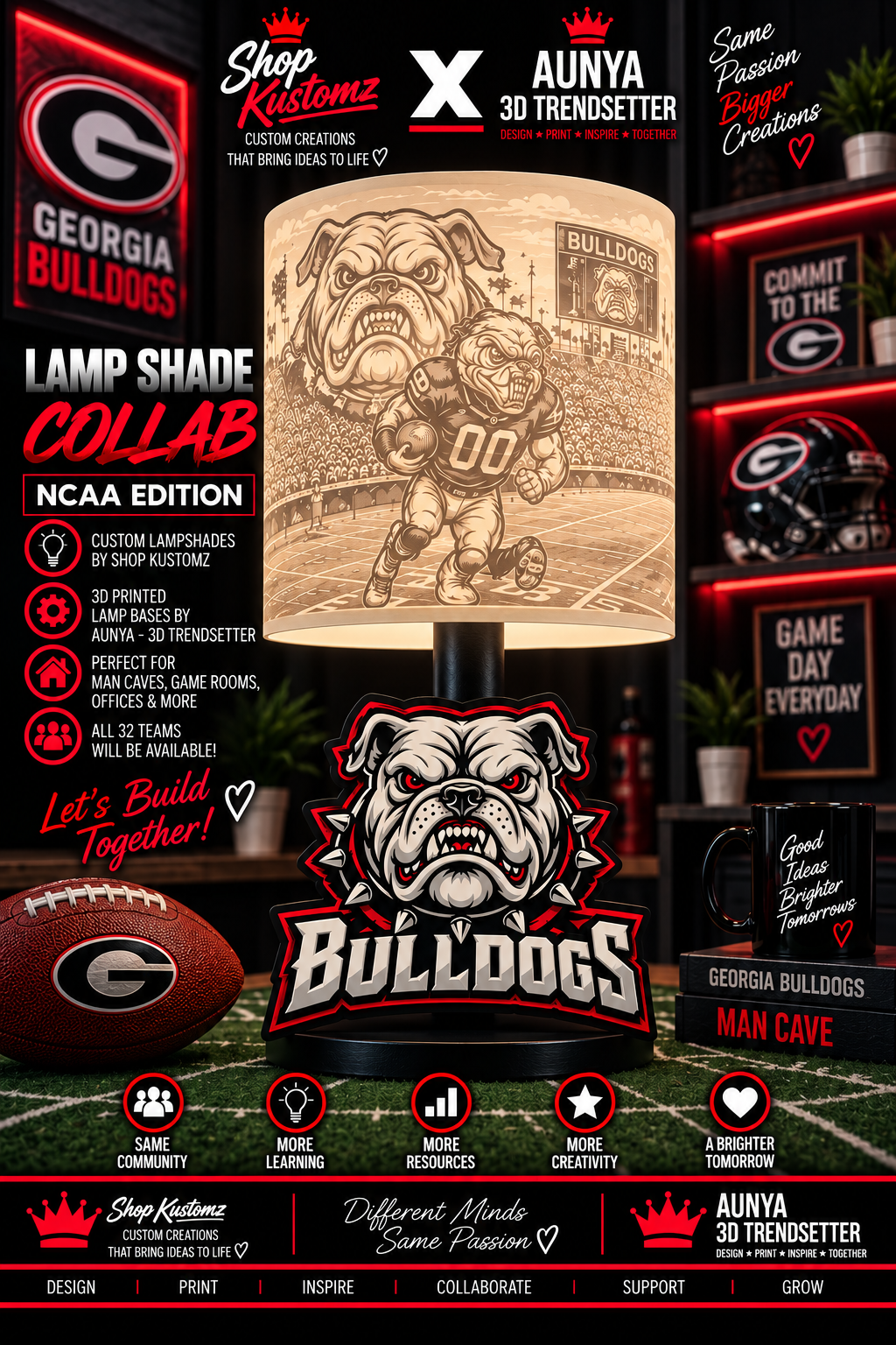 College Sports Theme Inspired Lithophane Lampshade