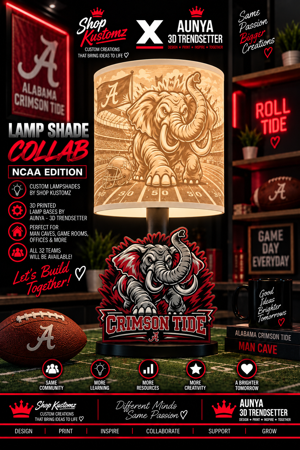 College Sports Theme Inspired Lithophane Lampshade