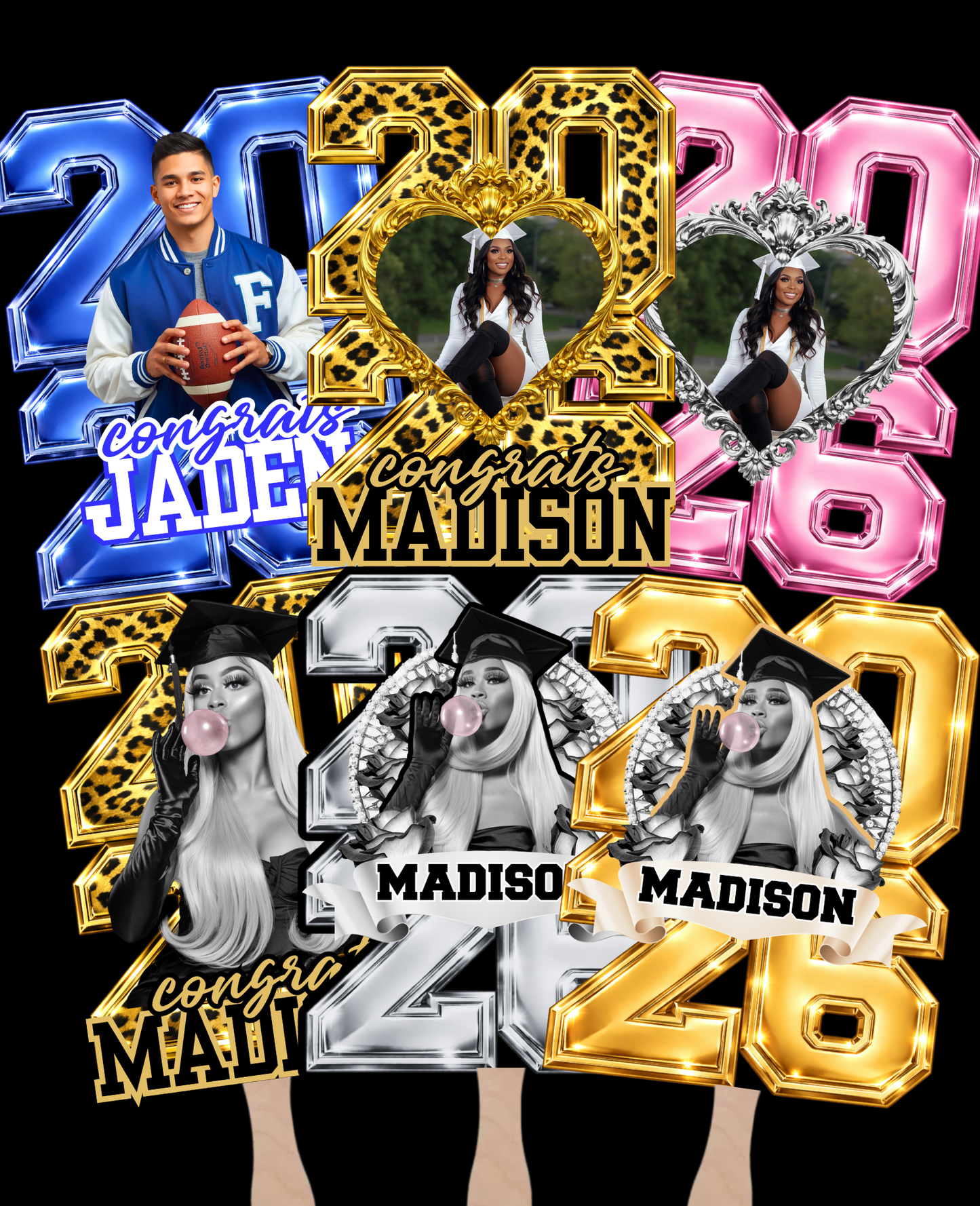 2026 Graduation Fans Canva Template | Editable Grad Party Hand Fans | Set of 6 Custom Photo Graduation Fans | Class of 2026 | Canva Pro Digital Download