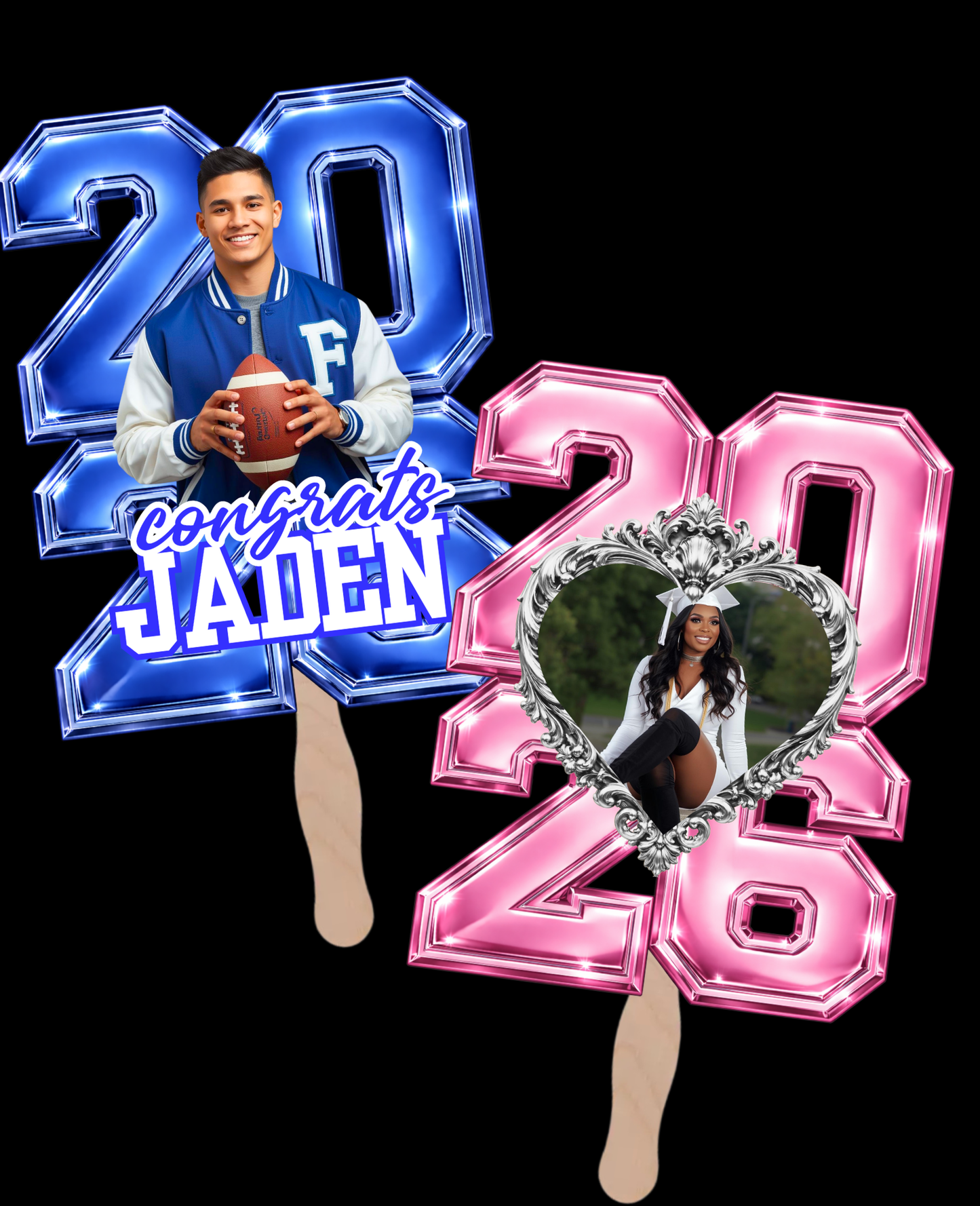 2026 Graduation Fans Canva Template | Editable Grad Party Hand Fans | Set of 6 Custom Photo Graduation Fans | Class of 2026 | Canva Pro Digital Download