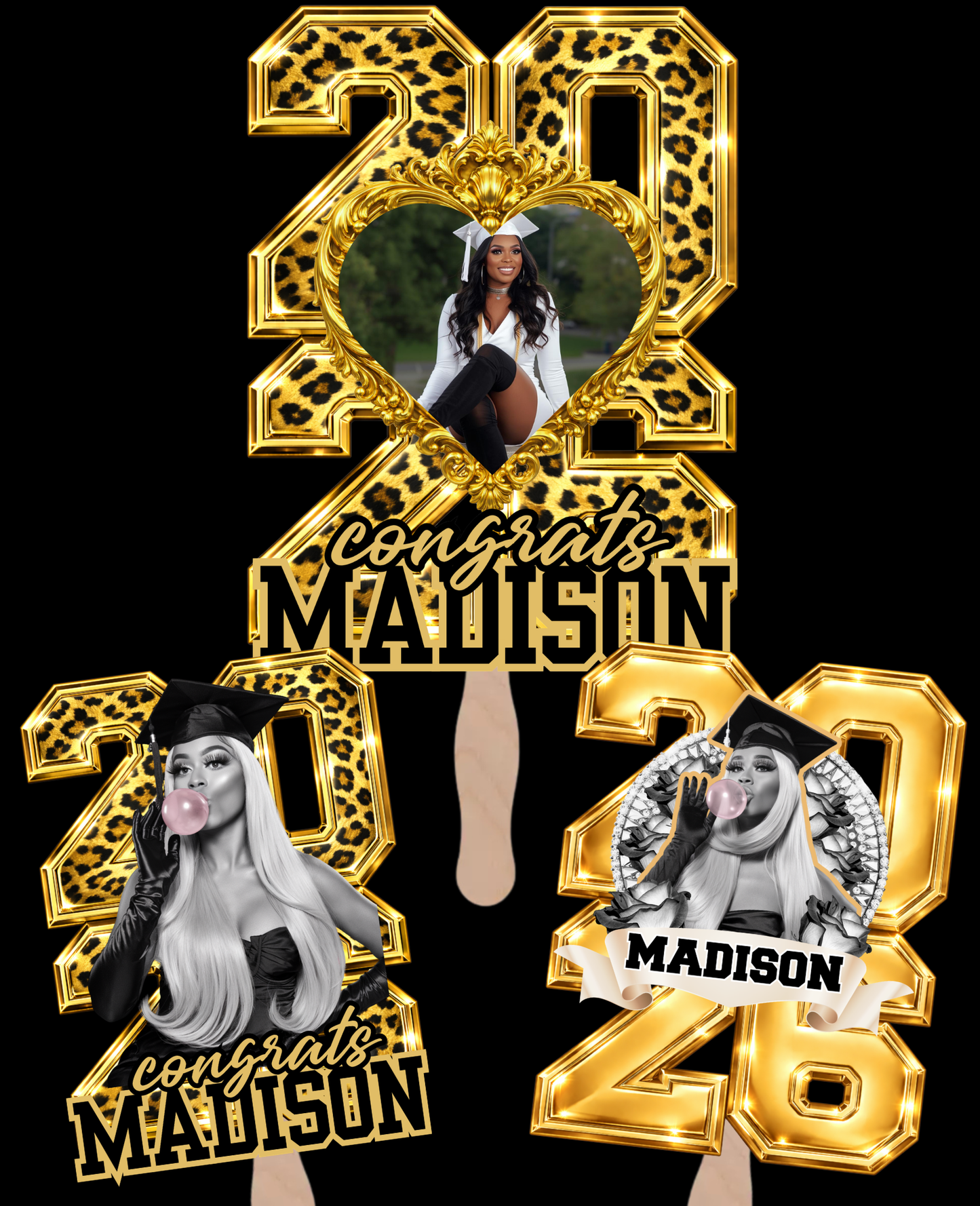 2026 Graduation Fans Canva Template | Editable Grad Party Hand Fans | Set of 6 Custom Photo Graduation Fans | Class of 2026 | Canva Pro Digital Download
