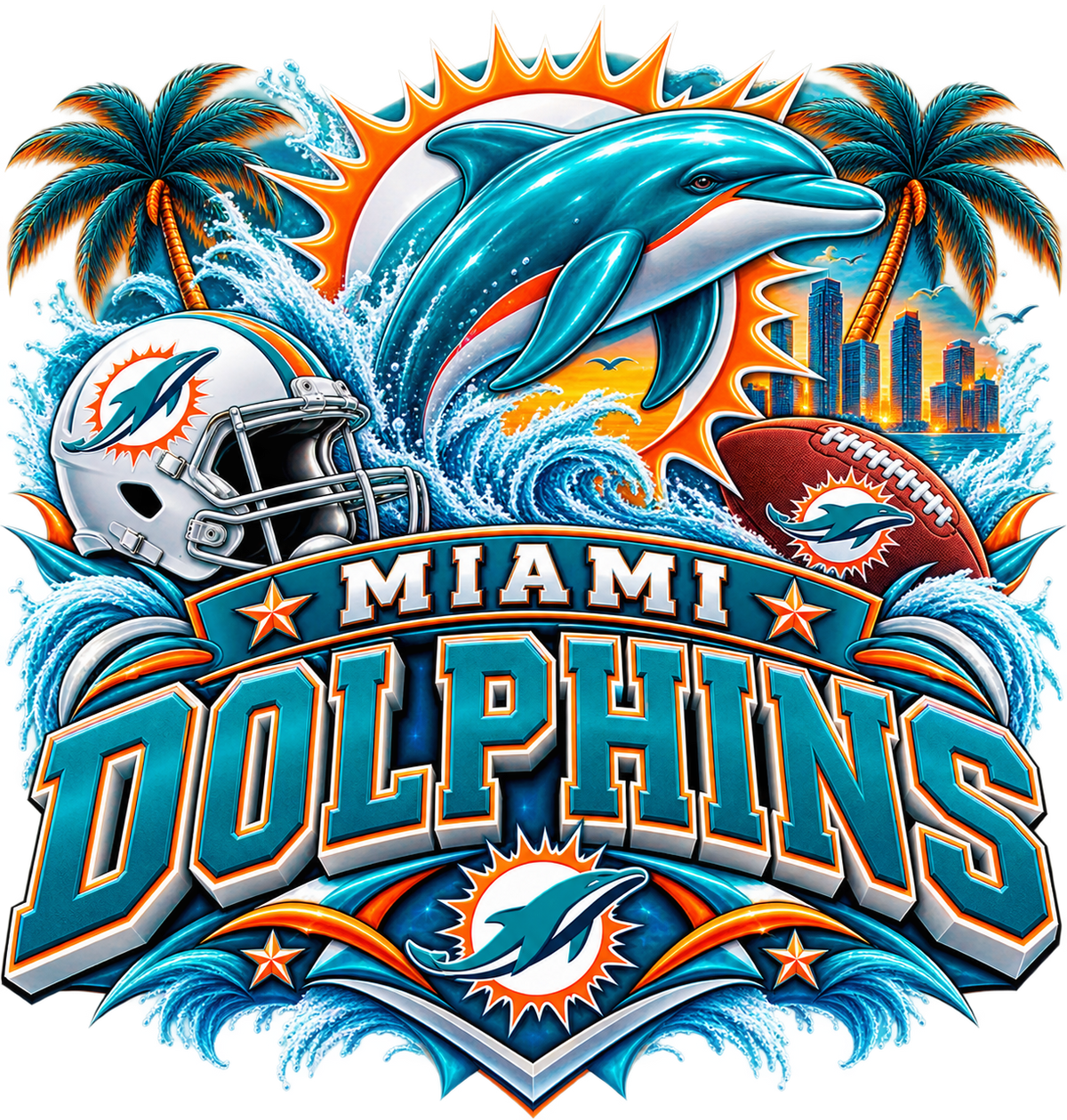 DOLPHINS MALE Sports Theme Inspired Lithophane Lampshade