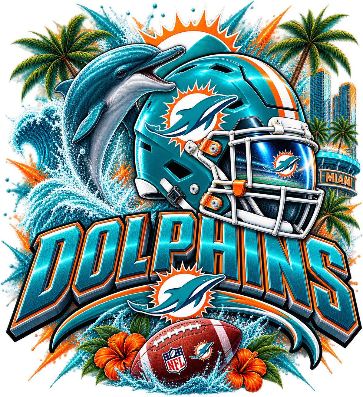 DOLPHINS MALE Sports Theme Inspired Lithophane Lampshade