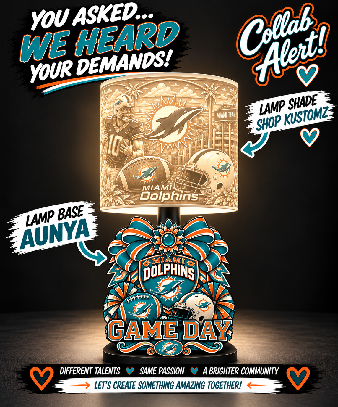 DOLPHINS Female Sports Theme Inspired Lithophane Lampshade