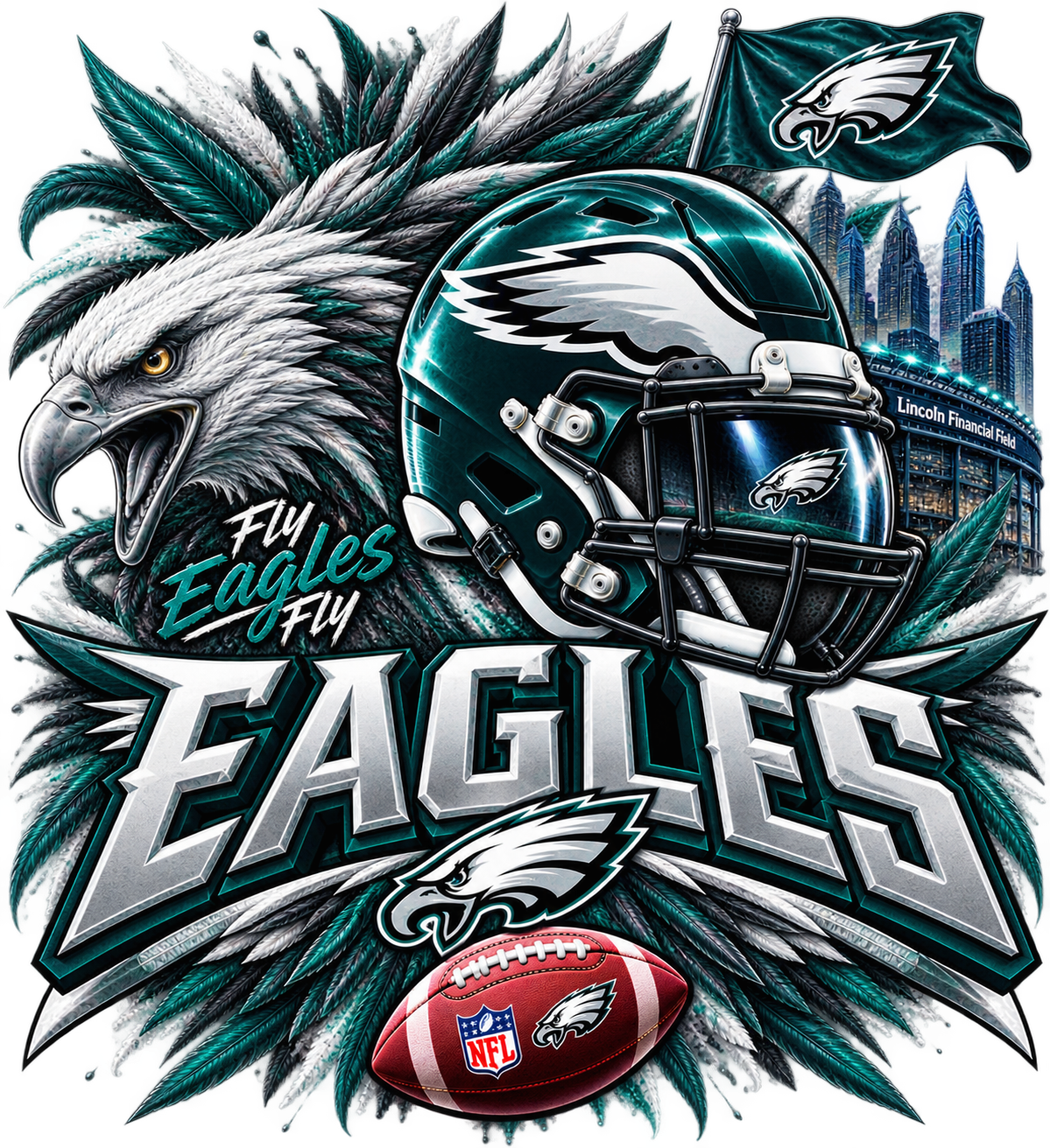 EAGLES MALE Sports Theme Inspired Lithophane Lampshade