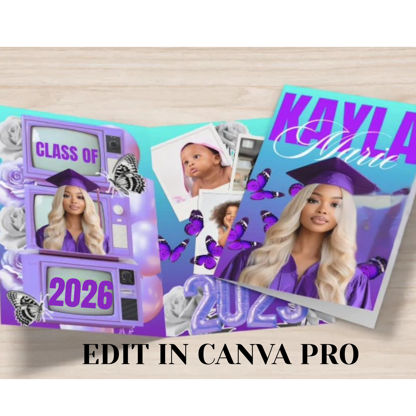 2026 Graduation Booklet Template | Editable Keepsake (Canva, Digital Download)