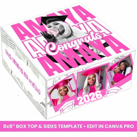 Grad Box set of 3 designs, Grad Gift Box, Class of 2026, Gift Box Template, Personalized Grad Box, Digital Download, Editable Canva Template (Copy)