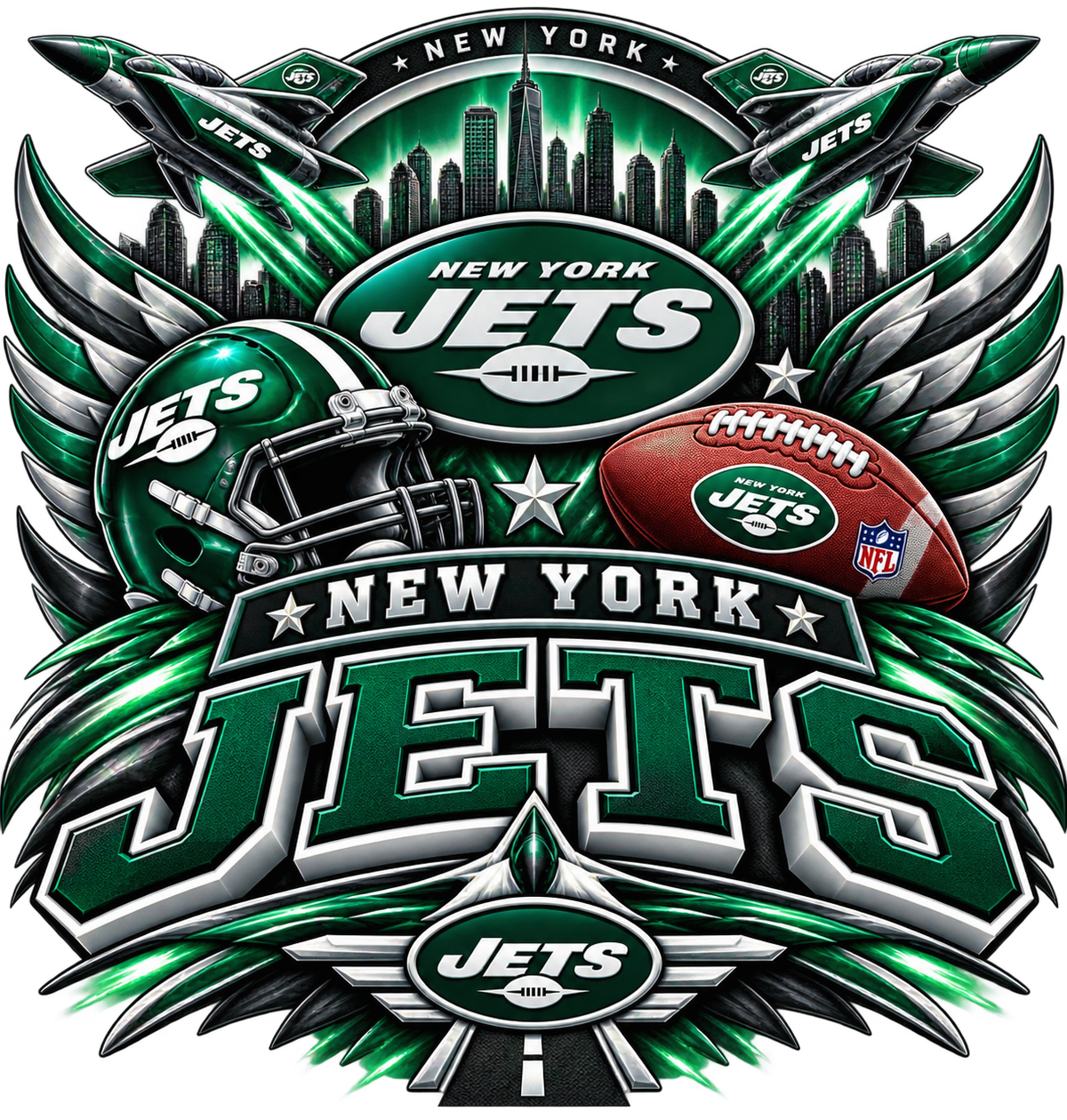 JETS MALE Sports Theme Inspired Lithophane Lampshade
