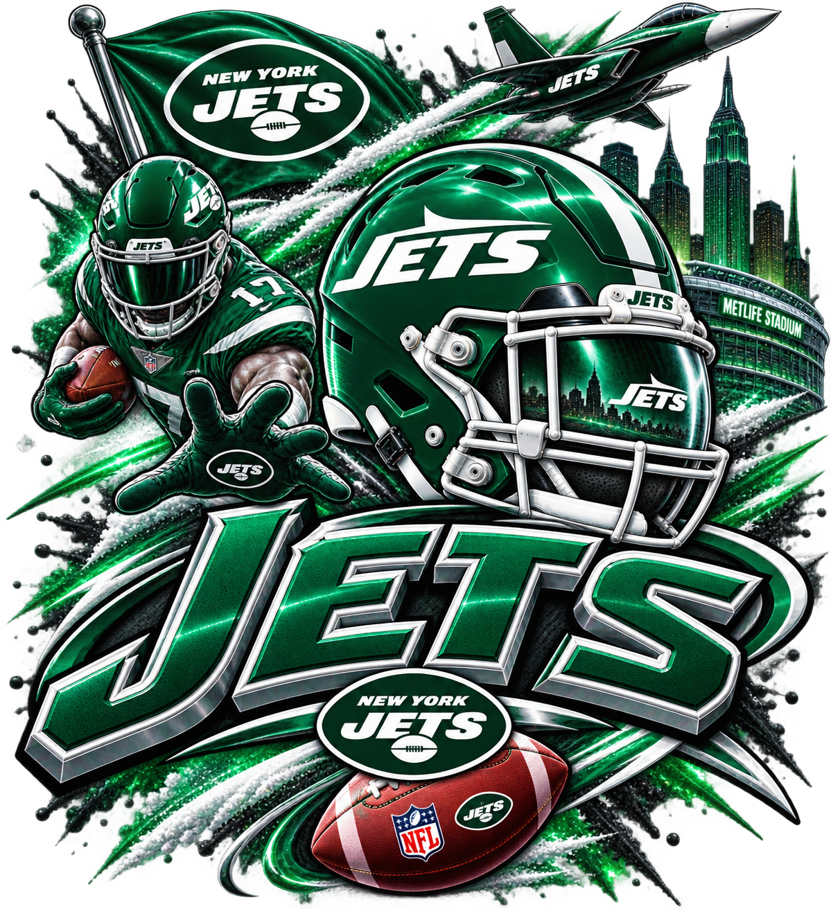 JETS MALE Sports Theme Inspired Lithophane Lampshade