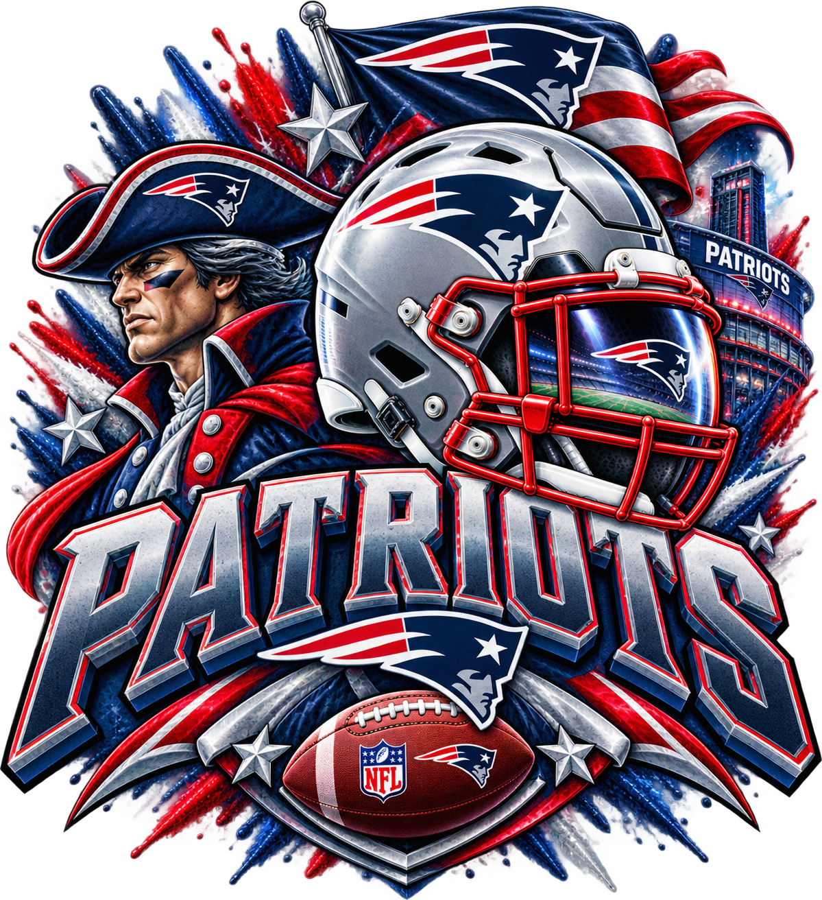 Patriots MALE Sports Theme Inspired Lithophane Lampshade