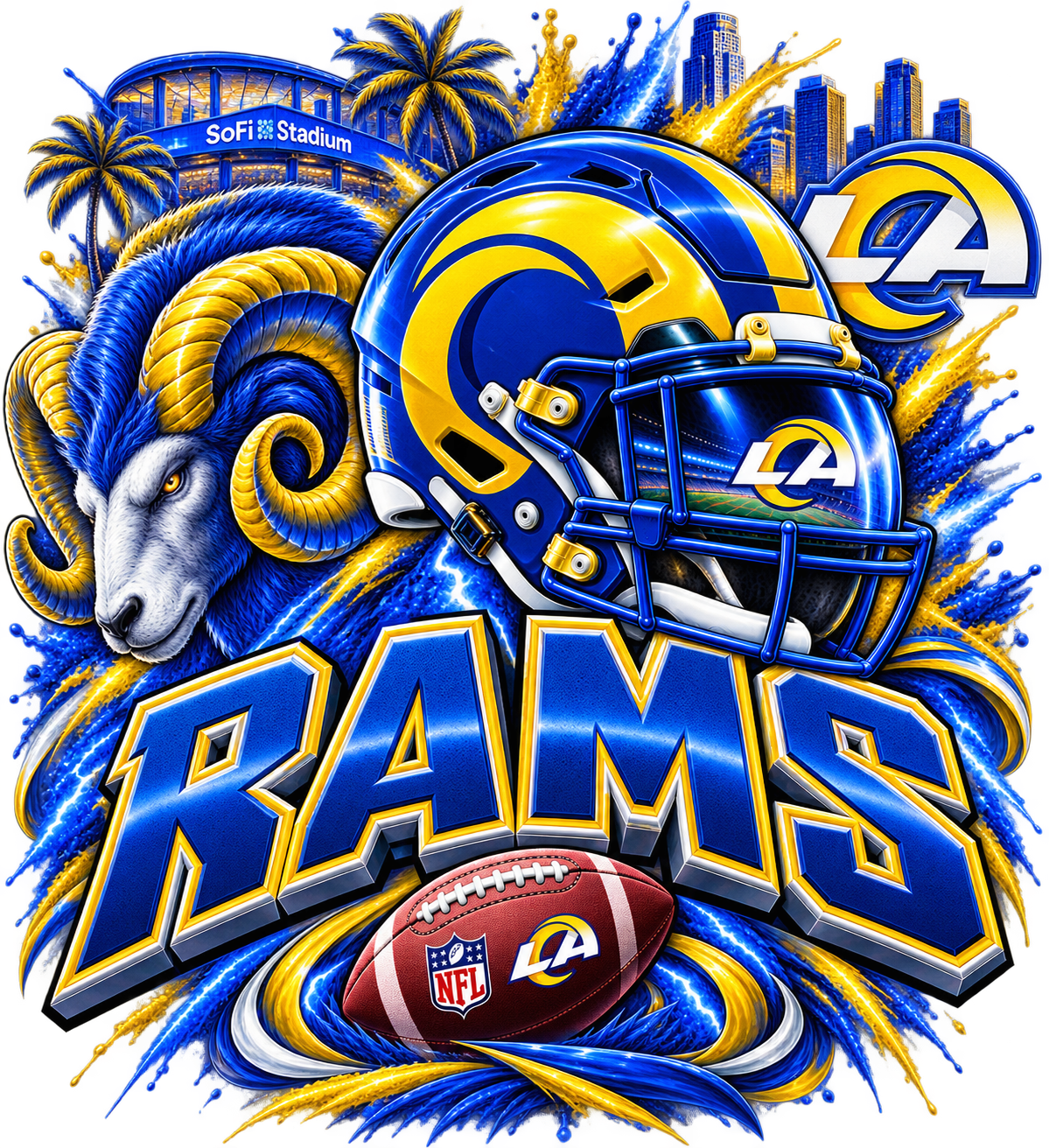 RAMS MALE Sports Theme Inspired Lithophane Lampshade