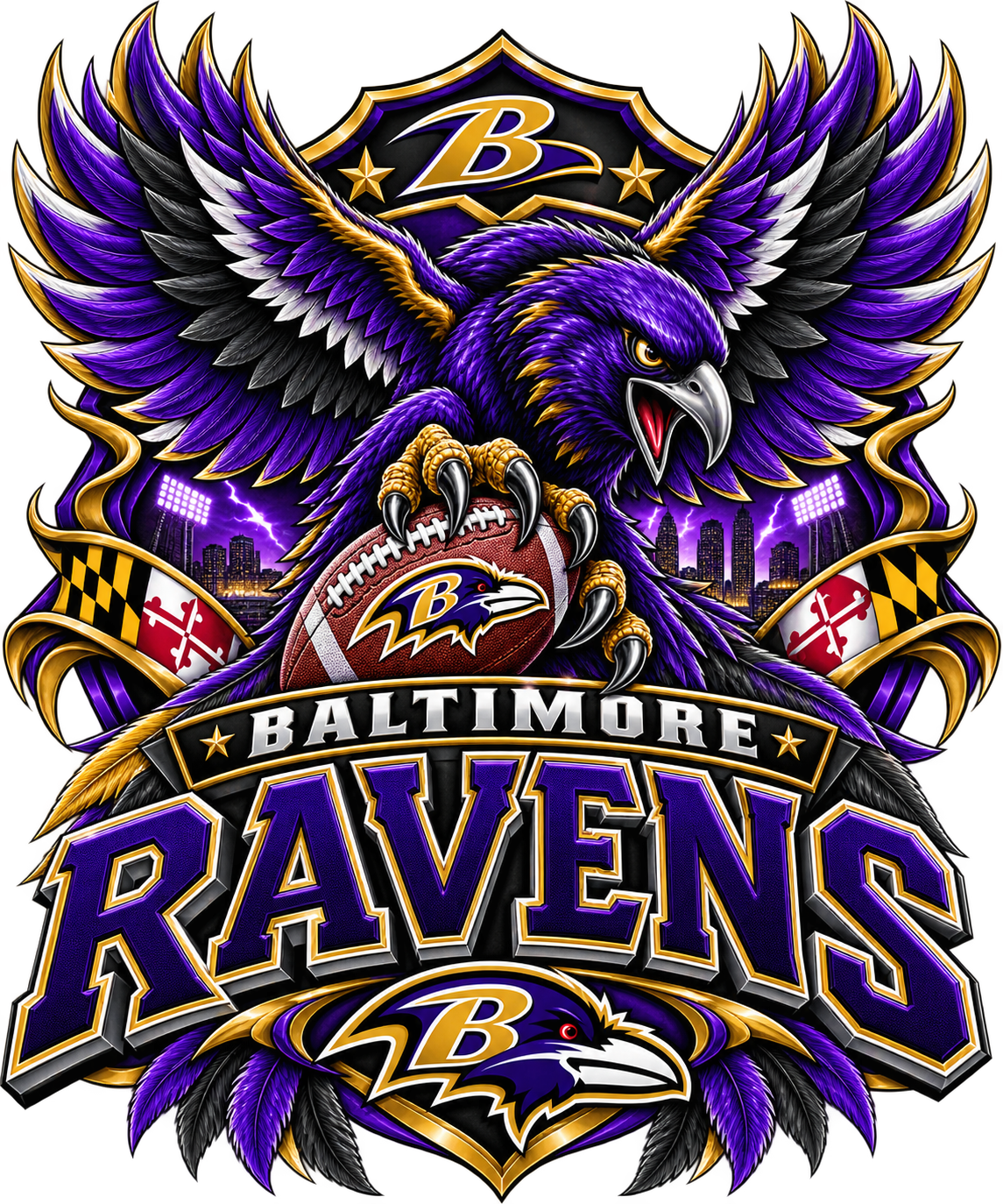 RAVENS MALE Sports Theme Inspired Lithophane Lampshade