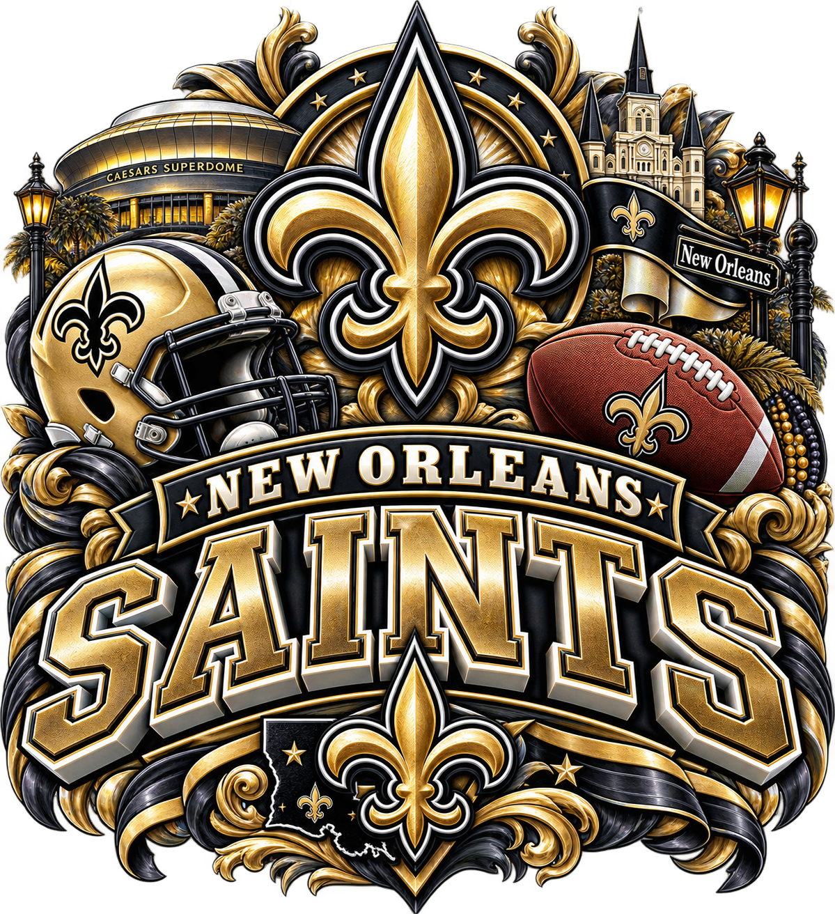 SAINTS MALE Sports Theme Inspired Lithophane Lampshade